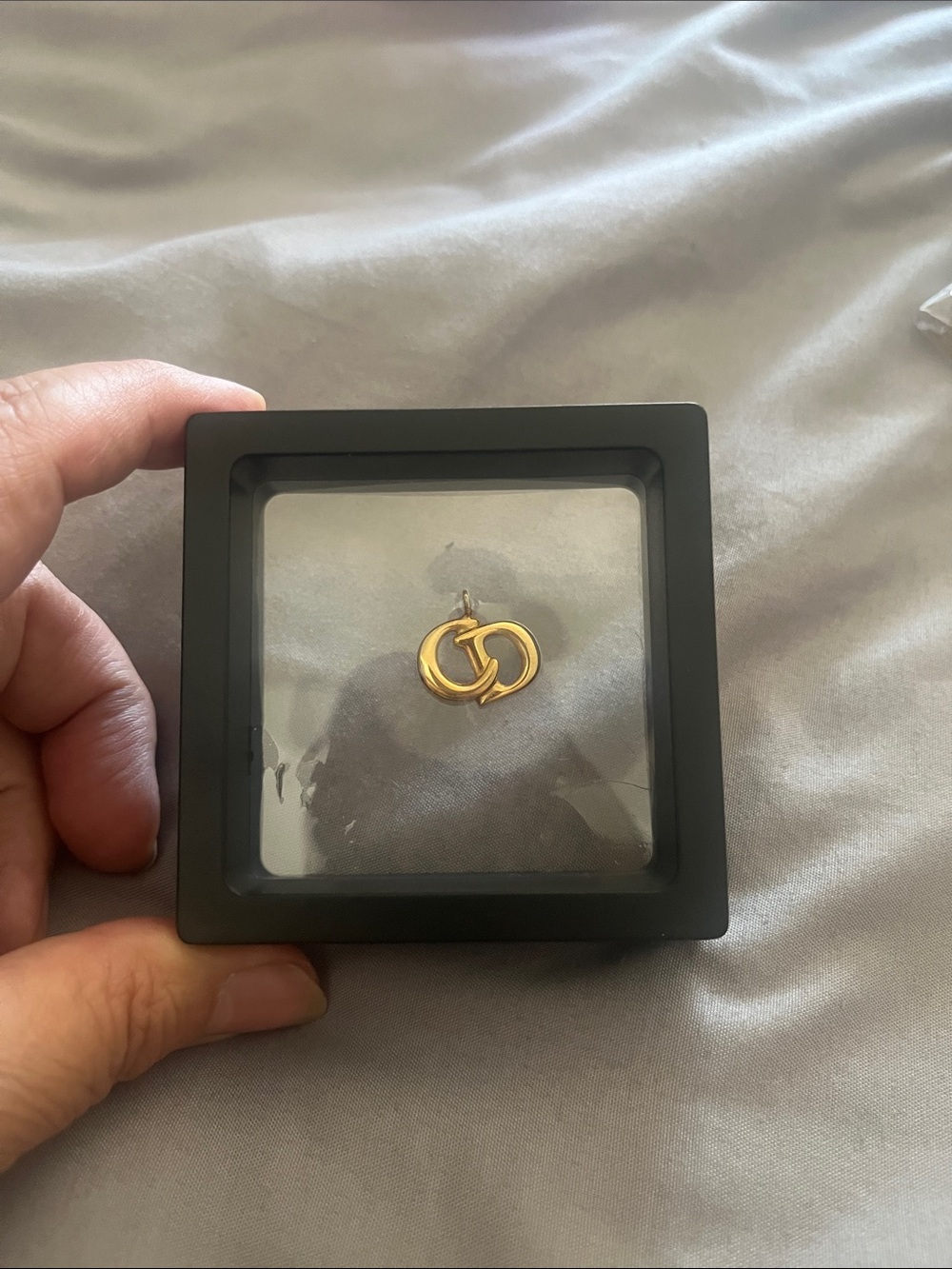 Dior Gold Interlocking Double-G Pendant Necklace Charm